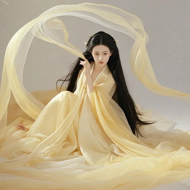 

Qing Han Court Hanfu New Style Ancient Style Wei Jin Dynasty Costume Fairy Style Wide Sleeve Flowing Fairy Dress Large Sleeve
