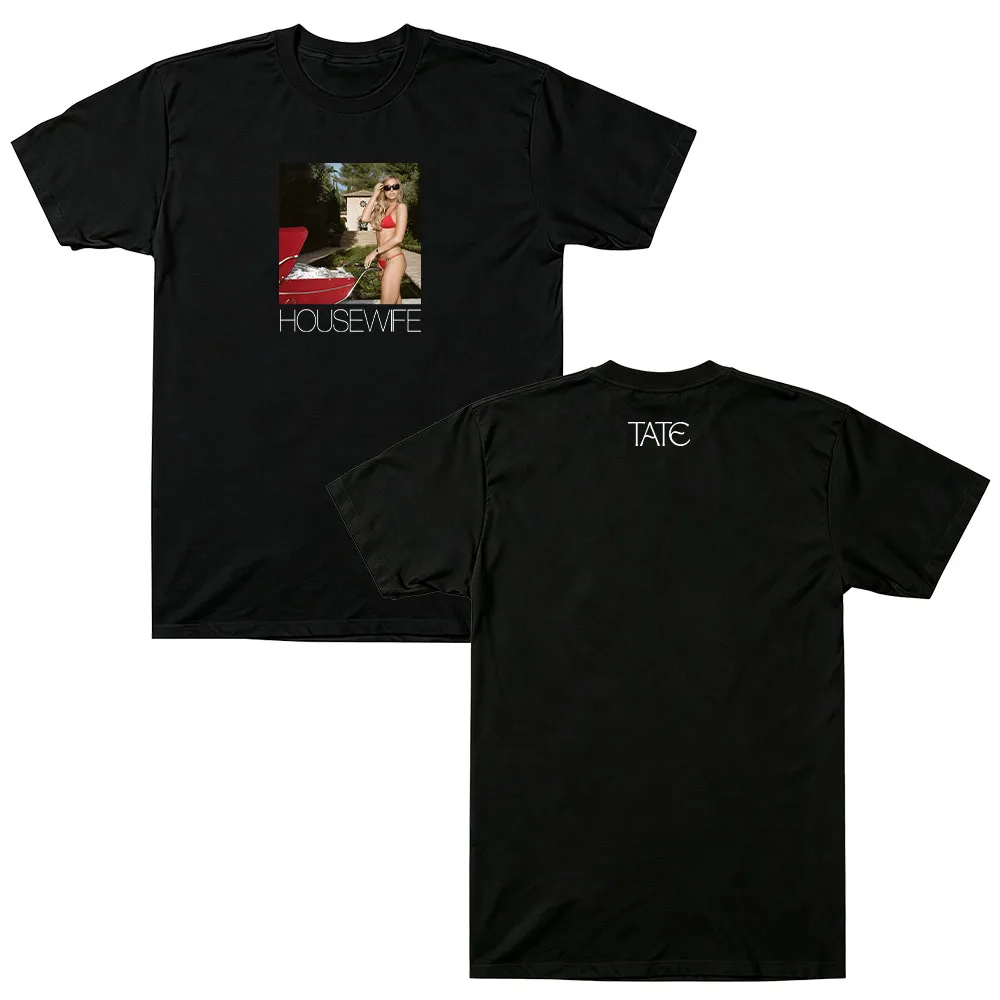 Tate McRae Housewife Photo Tee Graphic Unisex Cotton Short Sleeve Tee Men Women Singer Fan Merch Streetwear High Quality Y2K Top