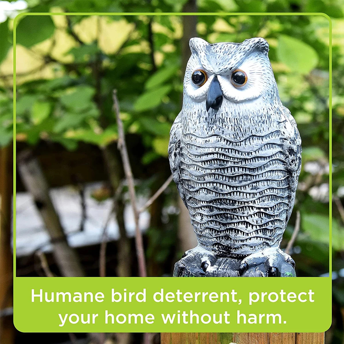 Owl Decoy Frightening Fake Owl Scare Bird Control Devices Realistic Bird Repeller Owl Decoy with Rotating Head Light for Garden
