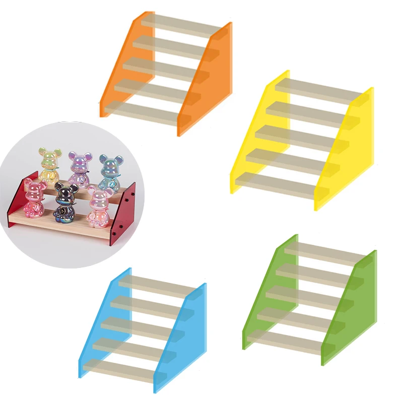 

Colorful Acrylic Wooden Ladder Display Rack Multi-Layer Storage Rack Model Storage Doll Collection Storage Large Capacity green