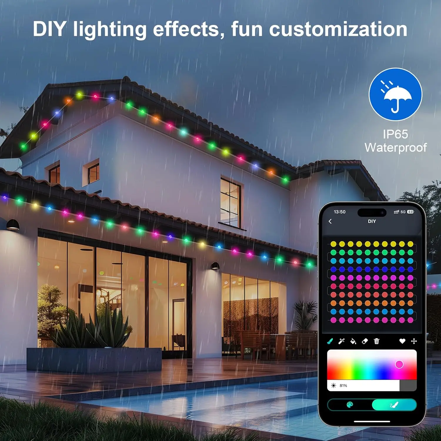 LED Strings Lights Waterproof Christmas Fairy Garland Lamp Bluetooth APP Remote Control USB Music Dream Color Holidays Decor