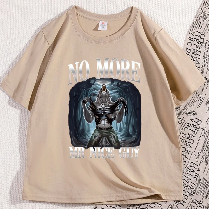 

No More Mr Nice Guy Funny Alpha Werewolf T Shirt Men Women Vintage Sigma Wolf T-shirts Loose Round Neck Short Sleeve Tees
