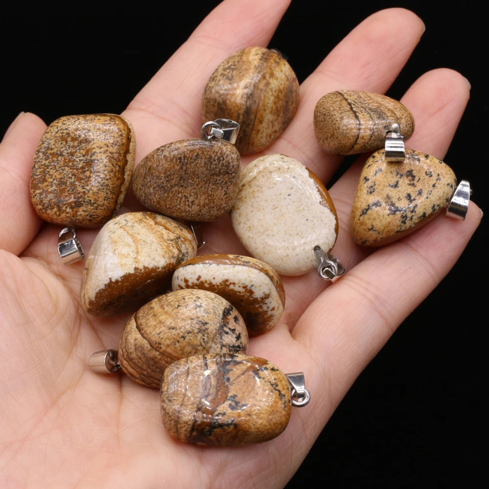 Natural Semi-precious Stone Pendant Irregular Cherry Blossom Agate for DIY Jewelry Making Necklace Size15x20-18x25