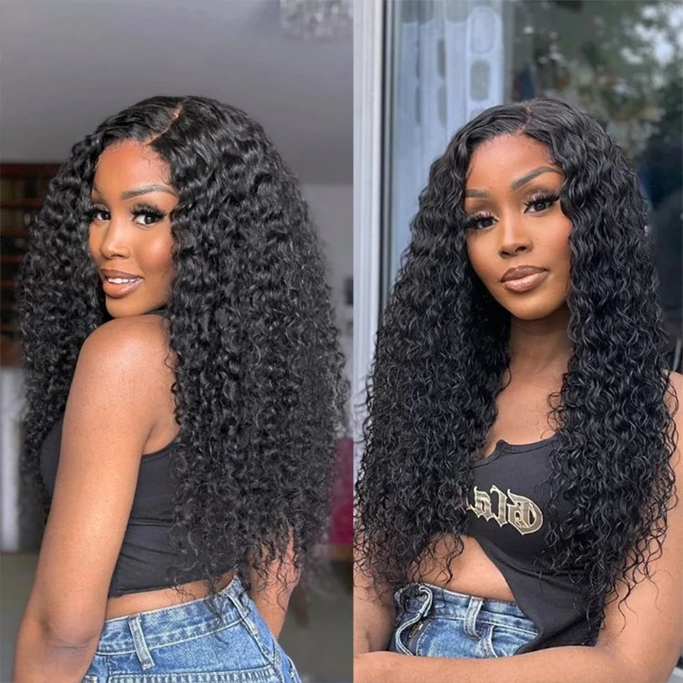 Kinky Afro Curly Deep Wave Bundle With Closure Frontal HD Transparent Virgin Human Hair 3/4 Bundle Hair Weav Deal Hair Extension image 8