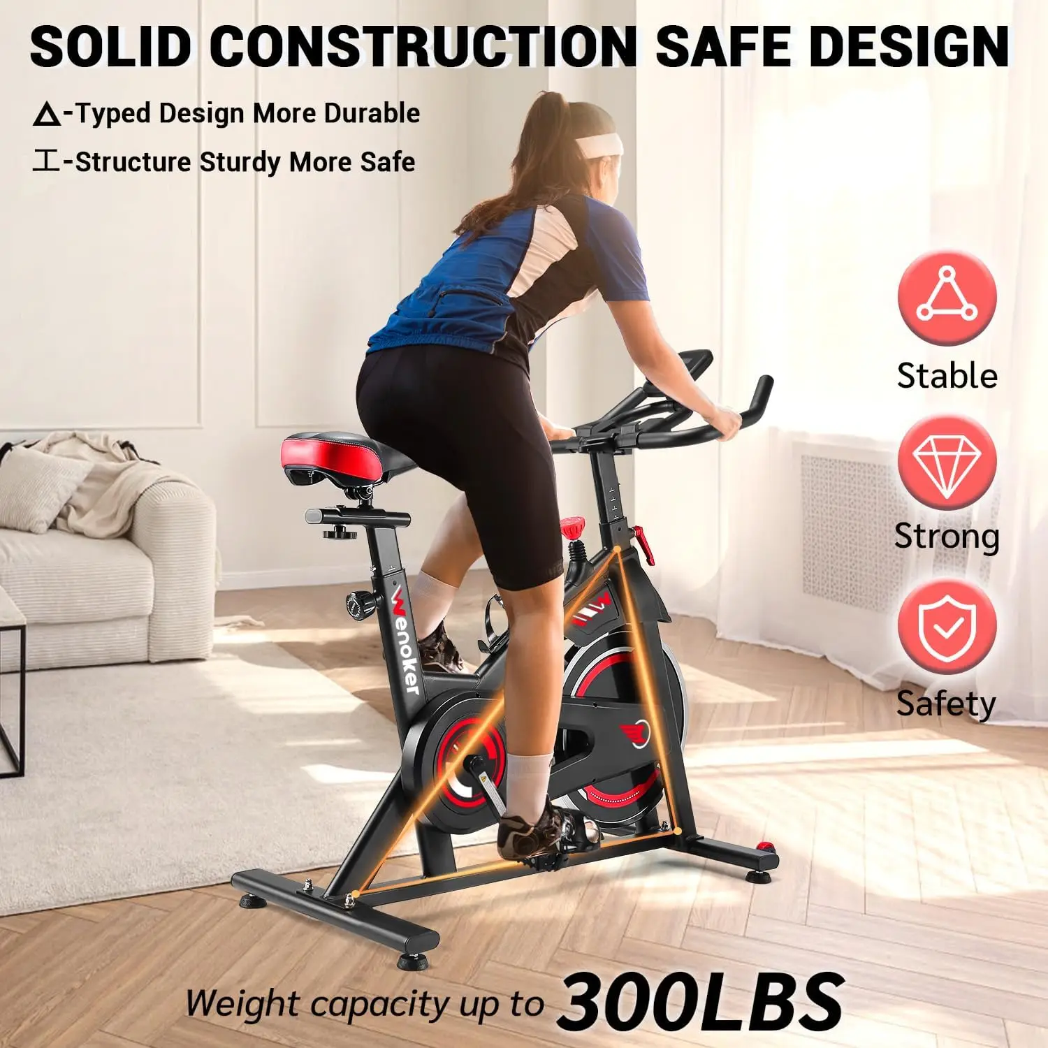 Indoor Cycling Bike/Stationary Bike for Home, Indoor Bike with Silent Belt Drive, Heavy Flywheel