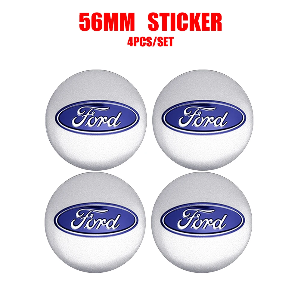 4 Stück Auto-Radnabenkappen 56MM Felgenabdeckung Emblem Radkappen-Aufkleber für Ford Focus ST Ranger Mondeo Kuga Ecosport Fiesta Shelby