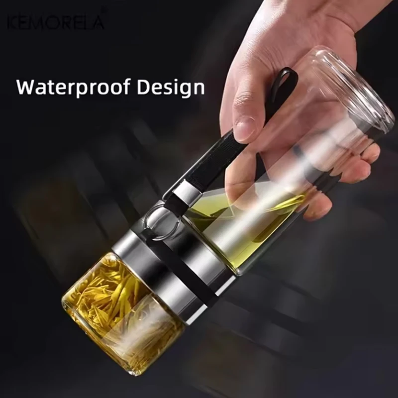 High Borosilicate Glass Tea Water Bottle Double Layer Infuser Tumbler with Tea Filter Drinkware Cup for Brewing Storing