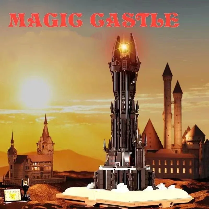 969PCS Barad-dur Dark Tower Building Blocks Set on Open Book Base Eye of Sauron Magic Castle Architecture Brick Building Toy