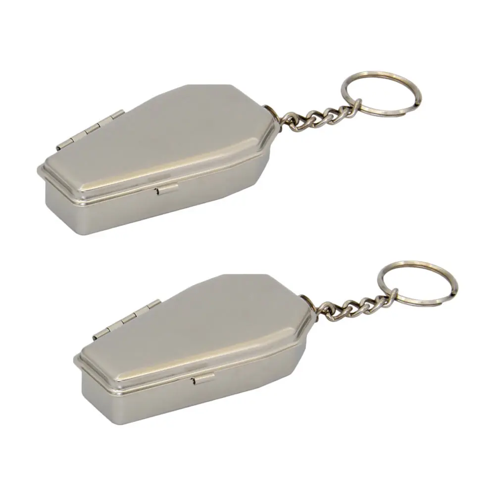 

2pcs Ashtray Keychains Silver Iron Keyrings Metal Portable Lightweight Outdoor Camping Travel Gifts Smokers