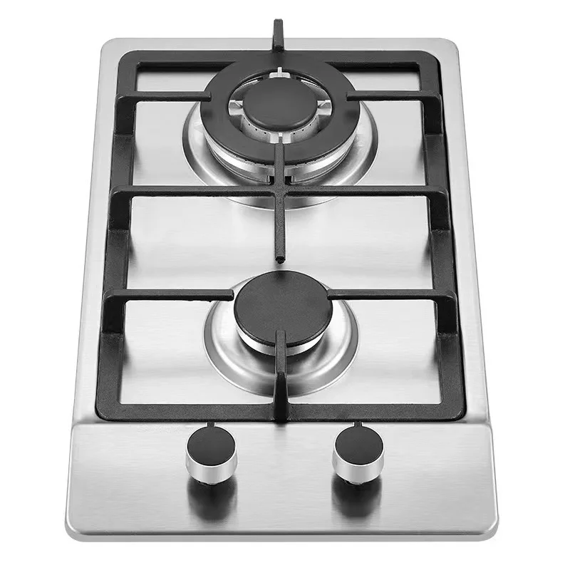 Customized 110V US European Standard Shabaf Double-head Stainless Steel Gas Stove Electronic Pulse Ignition Energy Saving
