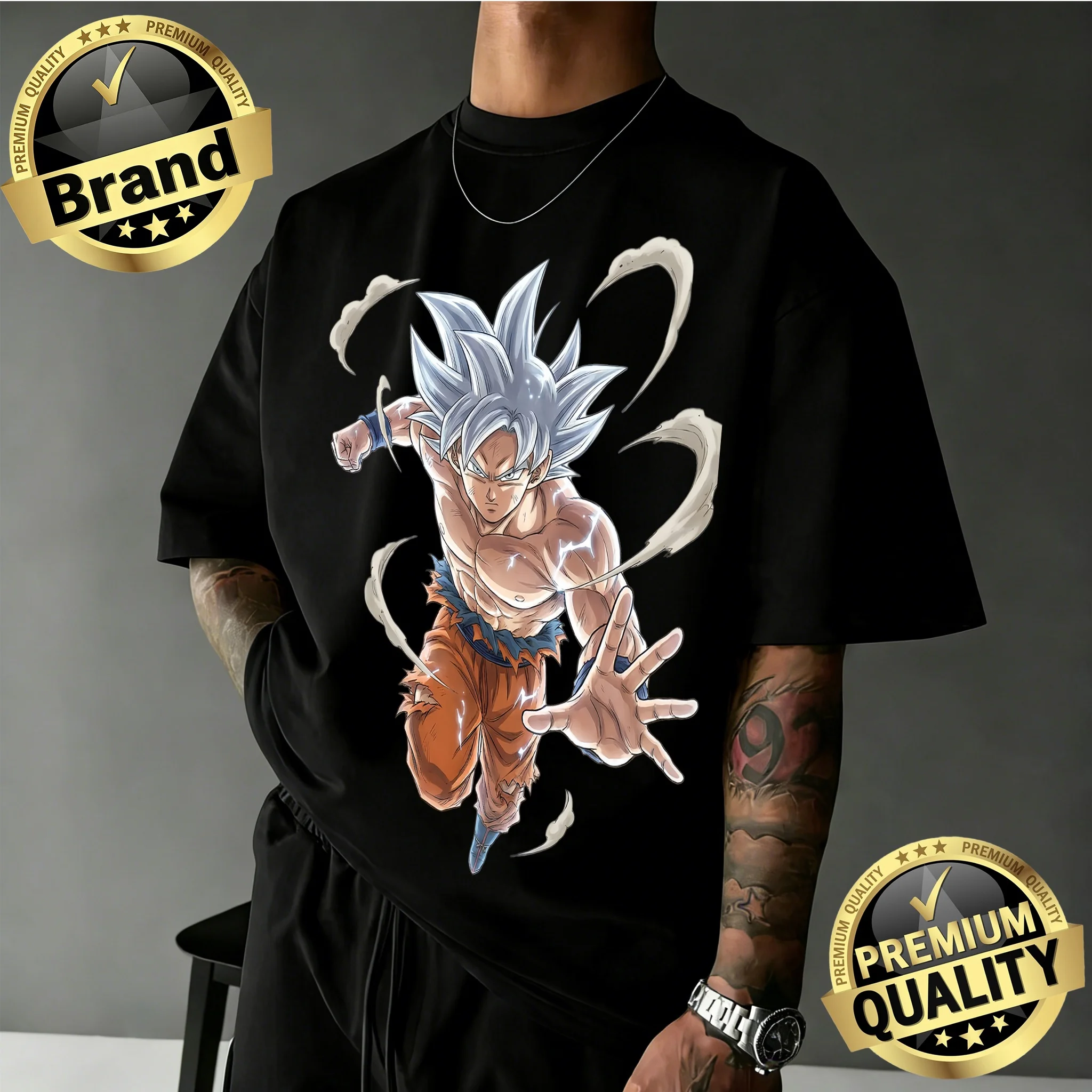 2026 Neuerscheinung Dragon Ball Übergroßes Retro Anime T-Shirt |   Goku Ultra Instinct Retro-Grafikdruck-T-Shirt aus 100 % Baumwolle für die Familie
