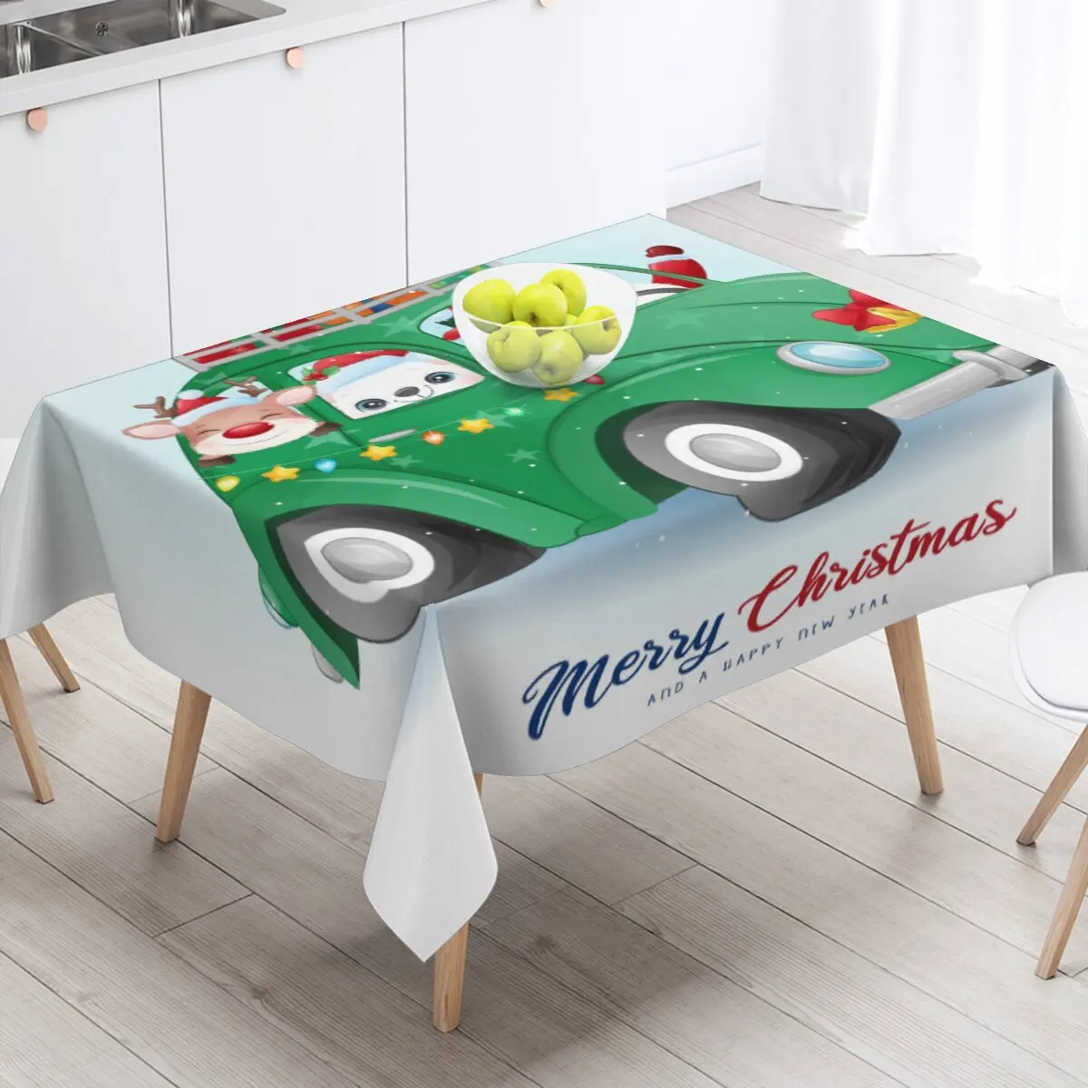 Santa presents tablecloth Christmas Elk Bear tablecloth Christmas tablecloth end table tablecloth New Year holiday decorations