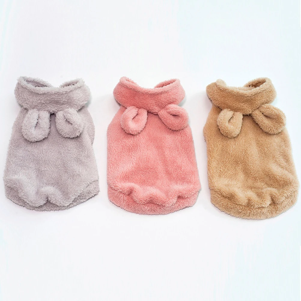 

Pet Dog Autumn Winter Hoodie Dog Clothes Bear Ears Pet Clothes Solid Color Hooded Thickened Dog Fleece (Grey, )