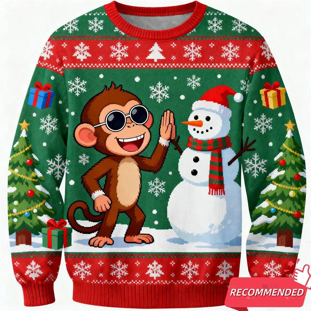 مضحك الحيوان Orangutan مكبرة الرسم القبيح البلوز بلوزات الموضة للنساء الملابس هدية عيد الميلاد البلوفرات الأعلى