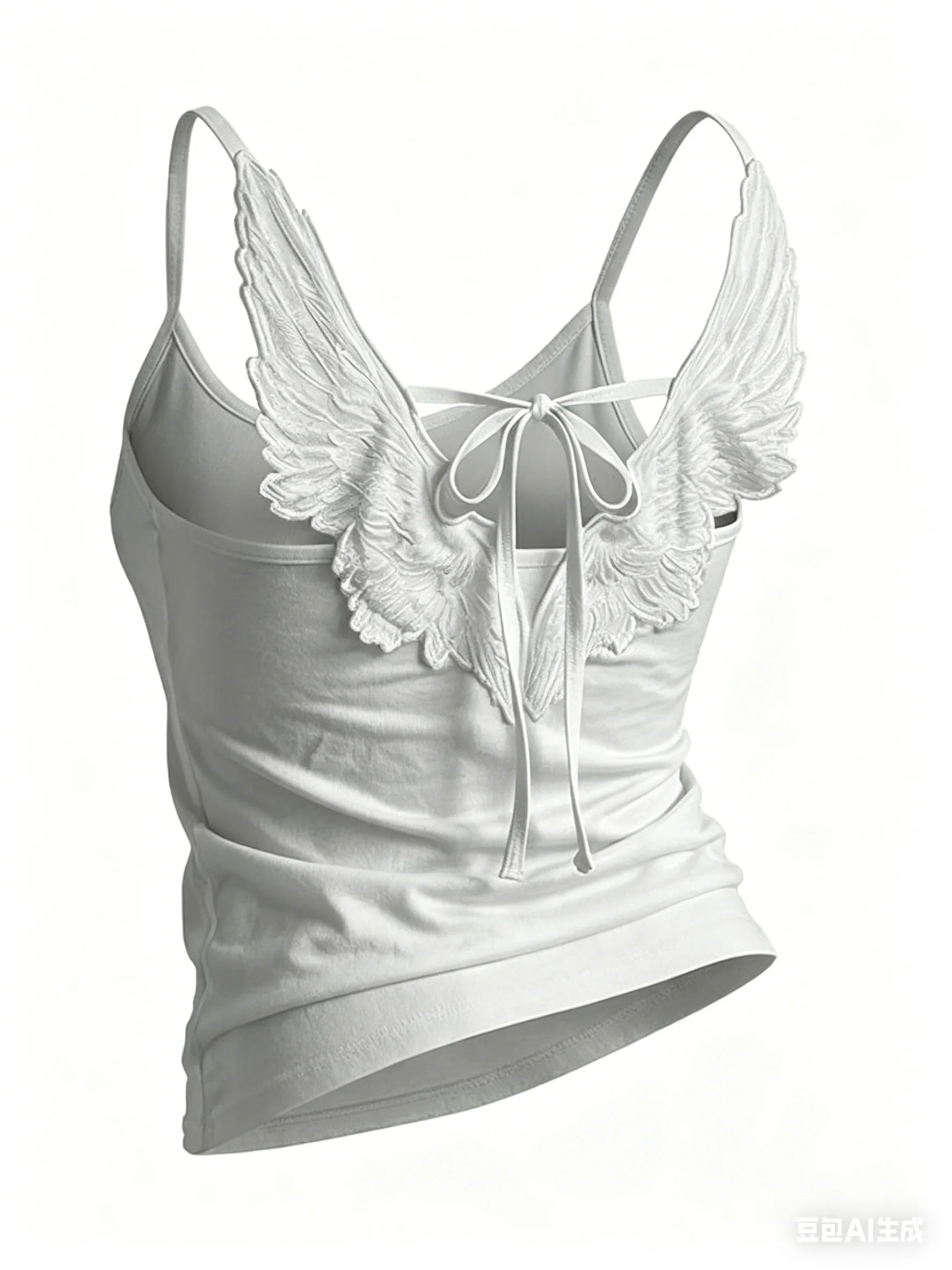 Y2K Gothic 3D Angel Wing Embroidery Cami Top Sexy Tie-Back Sleeveless Tank Harajuku American Streetwear Summer Casual Crop Top