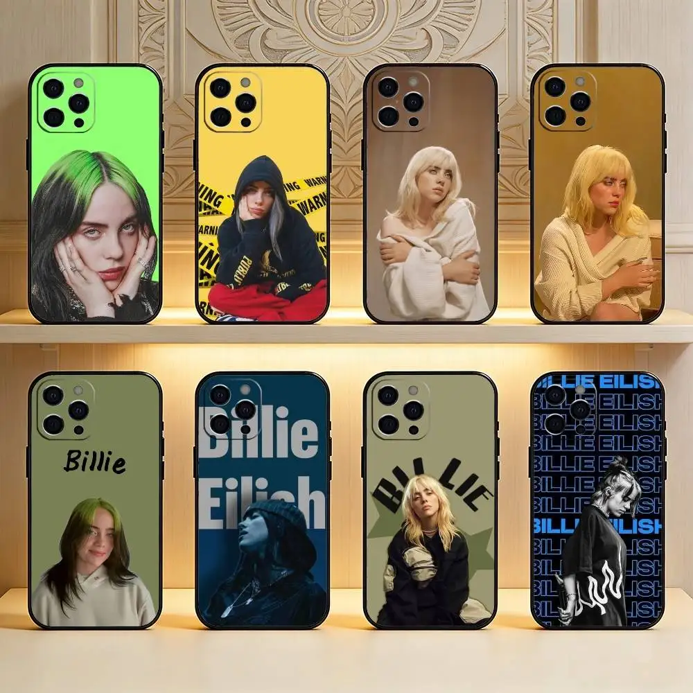 

Billie Singer E-Eilish WILDFLOWER Phone Case For iPhone17,16,15,14,13,12 Plus,Max Soft Silicone Black Cover