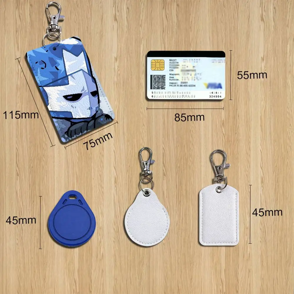Game Blue Red Castle Crashers Card Holder With Keychain Executive Protection For Bank Credit Subway Bus Case