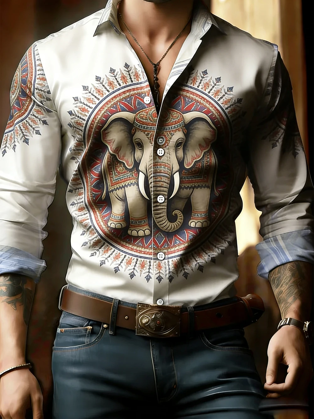

Мужская рубашка с 3D-принтом в виде слона, высококачественная и удобная, модная, с длинным рукавом, трендовая мужская рубашка с принтом