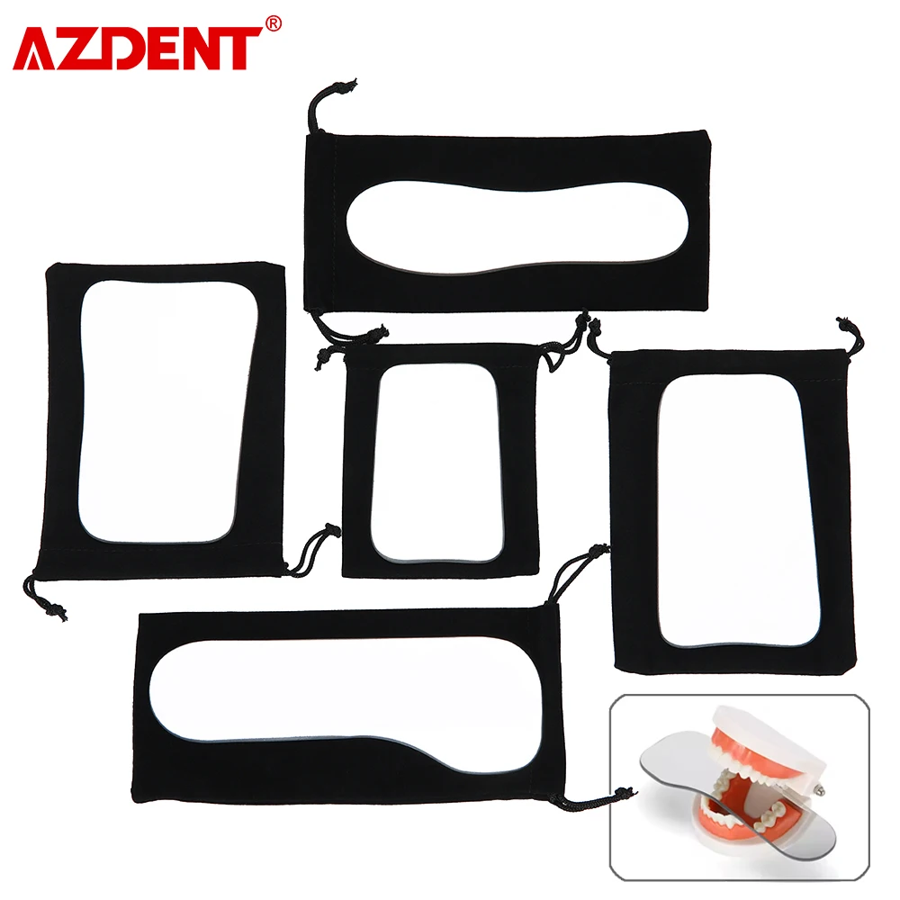 AZDENT 5pcs/Set Dental Orthodontic Photography Double-Sided Mirrors Reflector Dentistry Intra Oral Glass Coated Titanium