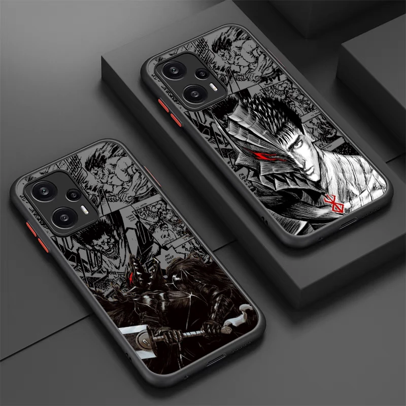 Hot Anime Berserk Zodd Guts For POCO X5 X4 X3 NFC X2 M5S M4 M3 M2 C55 C51 F5 F4 GT Pro 5G Frosted Translucent Phone Case