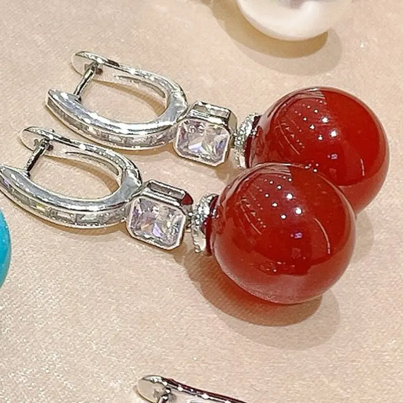 KQDANCE 925 Sterling Silver Natural Gemstone Turquoise Bead Drop Earrings For Women Fine Jewelry Gifts