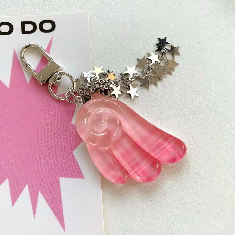 1 Stück Schlüsselanhänger mit Engelsflügel, modischer Taschenanhänger mit Punktmuster, Y2K-Stern-Verschluss, Taschen-Charm, Hängedekoration für Rucksack und Handtasche – Detail 12