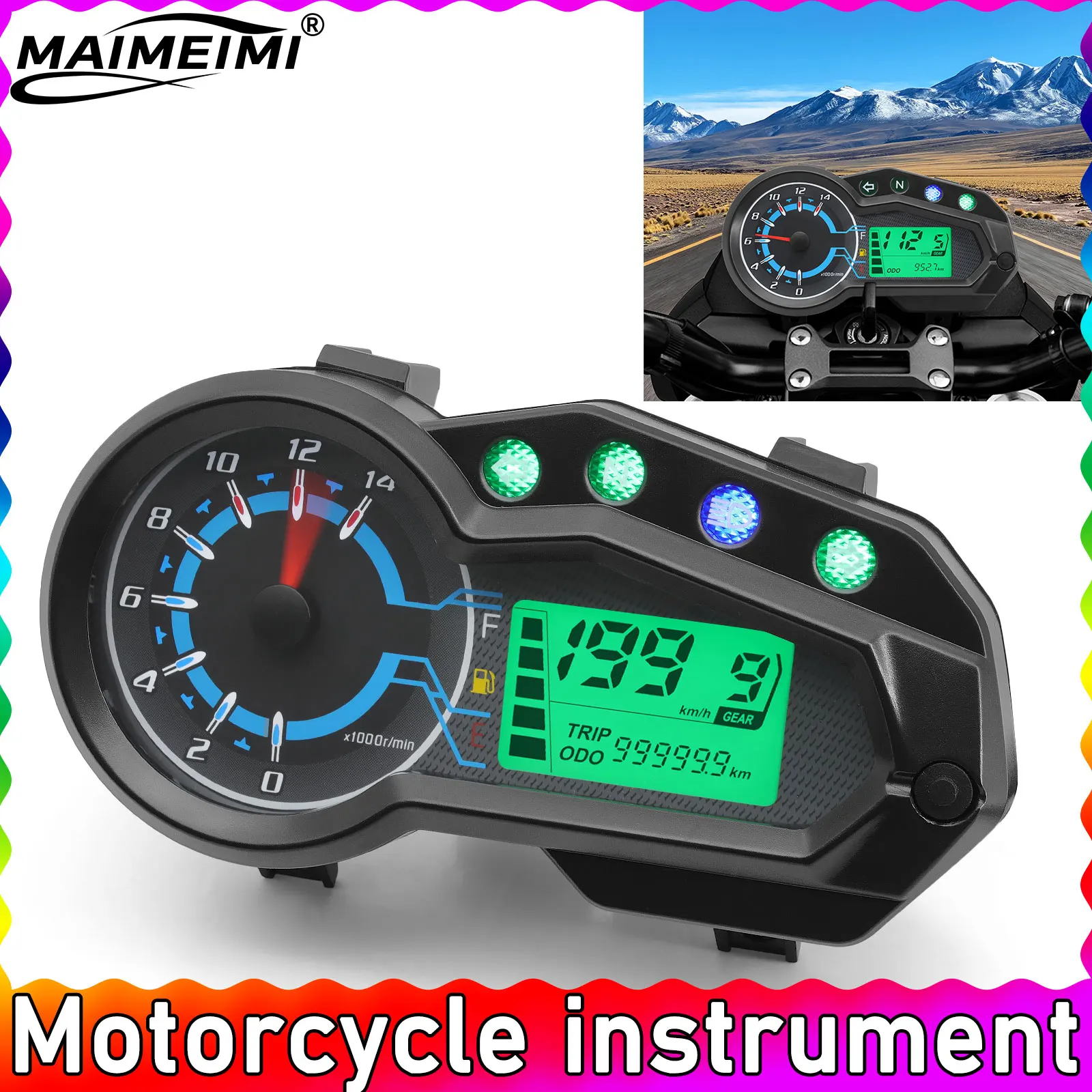 

Motorcycle Speedometer Tachometer Instrument Panel Meter For 1,2,4 Cylinder Odometer Total ODO TRIP Motorcycle Dashboard