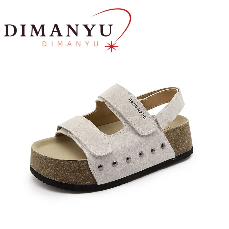 

DIMANYU Women's Genuine Leather Sandals 2026 New Summer Sandals Women Fashion Platform Beach Sandals For Women