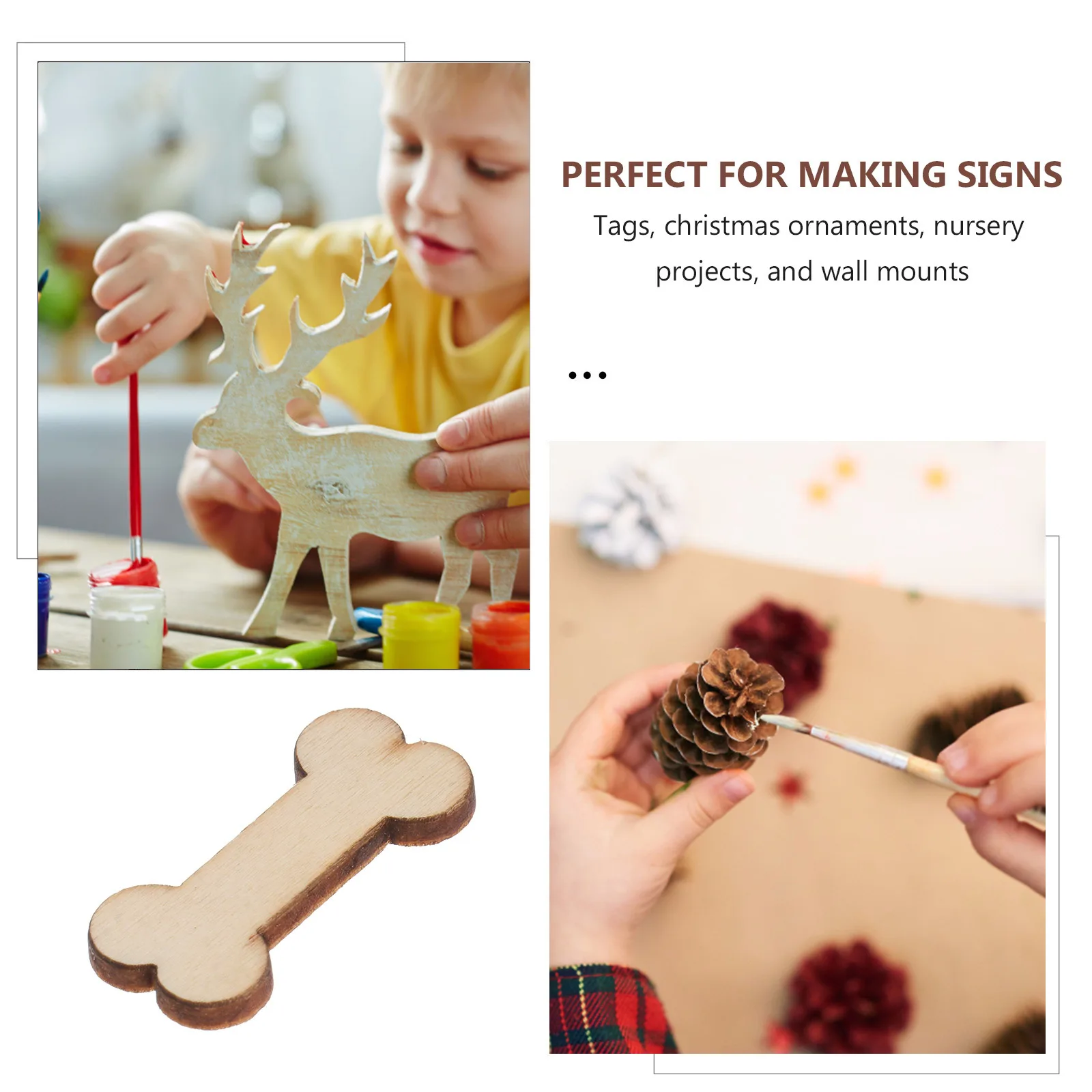 

50Pcs Unfinished Wood Bone Crafts Size 3x14x03cm Ideal for DIY Signs Tags Christmas Ornaments Nursery Projects Wood Cutouts