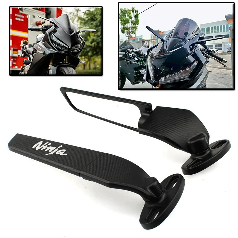 For ninja 400 650 300 250 250R ZX14R ZX10R ZX6R 1000 SX H2 ZX7R Motorcycle CNC Rear View Mirrors HD Motorbike End Side Mirror