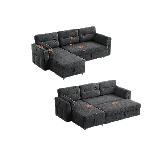 #Custom Cloud Chenille Sofa Bed Flip Storage Rack Pull Out Convertible Multifunctional Living Room Couch Bed