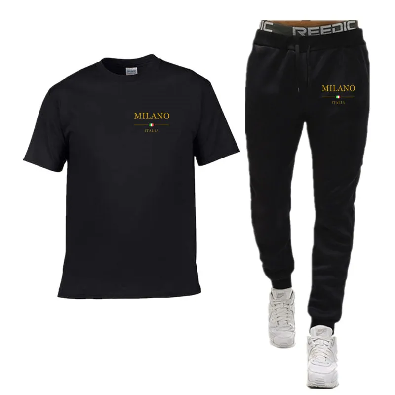 

2026 Summer New Style T-Shirt and Sport Pants Set - Urban Casual Sportswear - Short Sleeve Top - Comfortable Pants - Men's Home