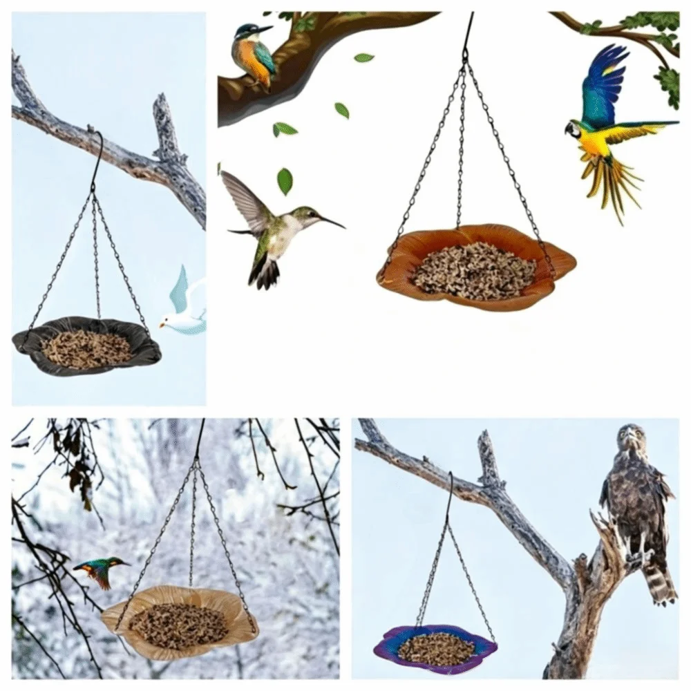 Flower Hanging Bird Tray Durable Iron Bird Feeder Balanced Attract Birds Outdoor Bird Food Dispenser Courtyard Use