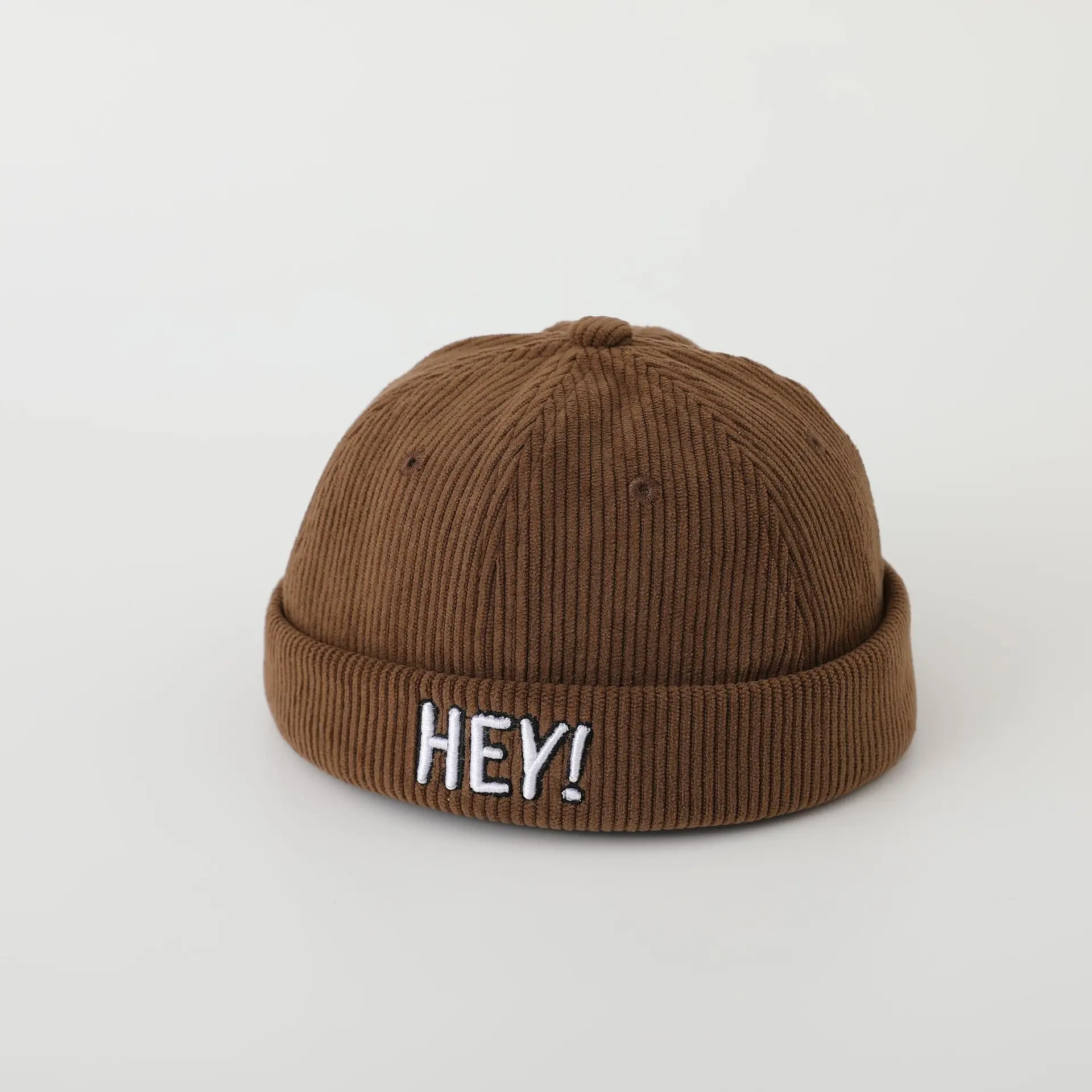 Boy Kids Docker Cap Brimless Hat Autumn Girl Beanie Hats HEY Letters Corduroy Child Landlord Sailor Melon Caps