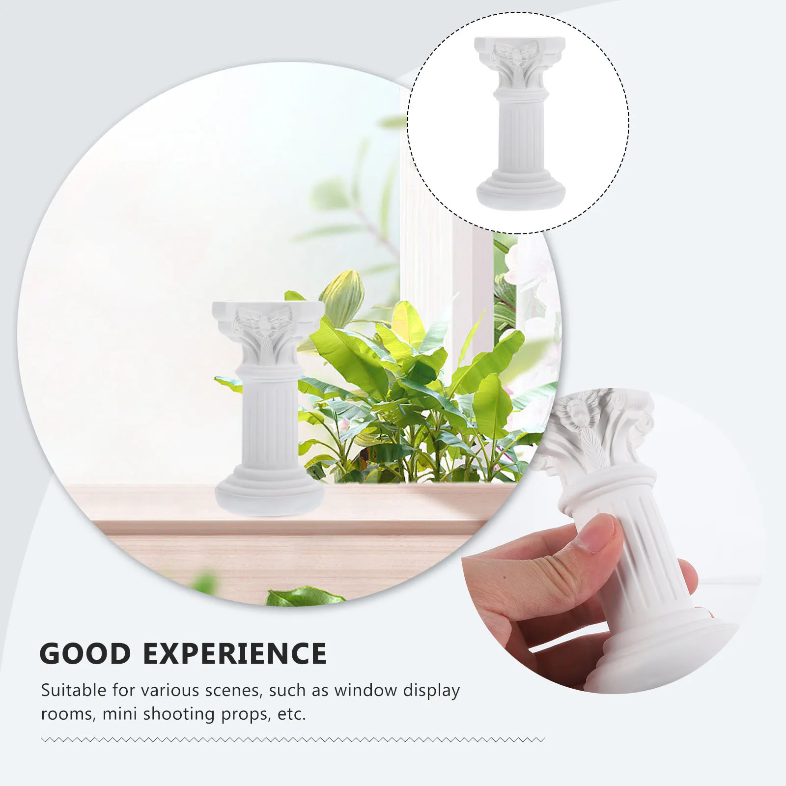 

Miniature Resin Pillar Roman Column Candleholder Decor Mini Resin Pillar Accessory Home Desktop Decoration for Window Display
