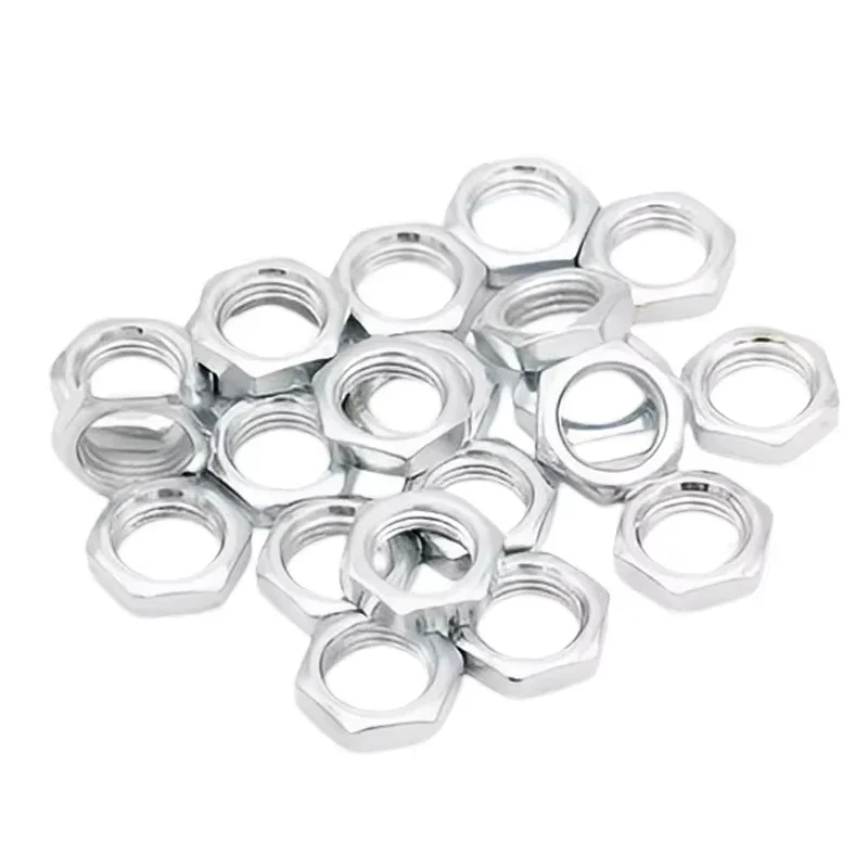 10/30Pcs Hexagon Thin Nut Fine Tooth Nuts Galvanized Iron Ultra-Thin Nut M6 M8 M10 M12 M14 M16 M18 Lighting Accessories Fastener