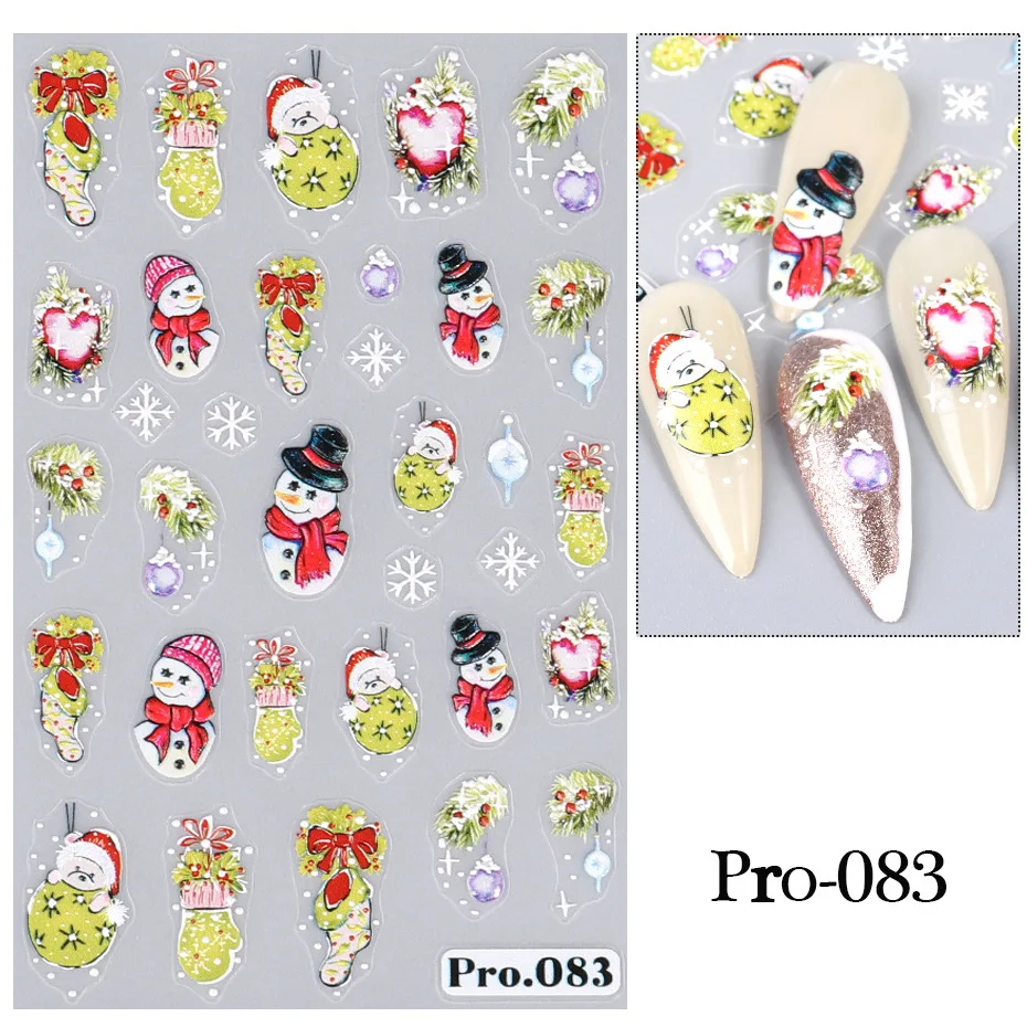 1 adet sevimli karikatür Elk tırnak Sticker noel Nail Art çıkartması Nail Art aksesuarları noel baba kar tanesi 5D kabartma Sticker