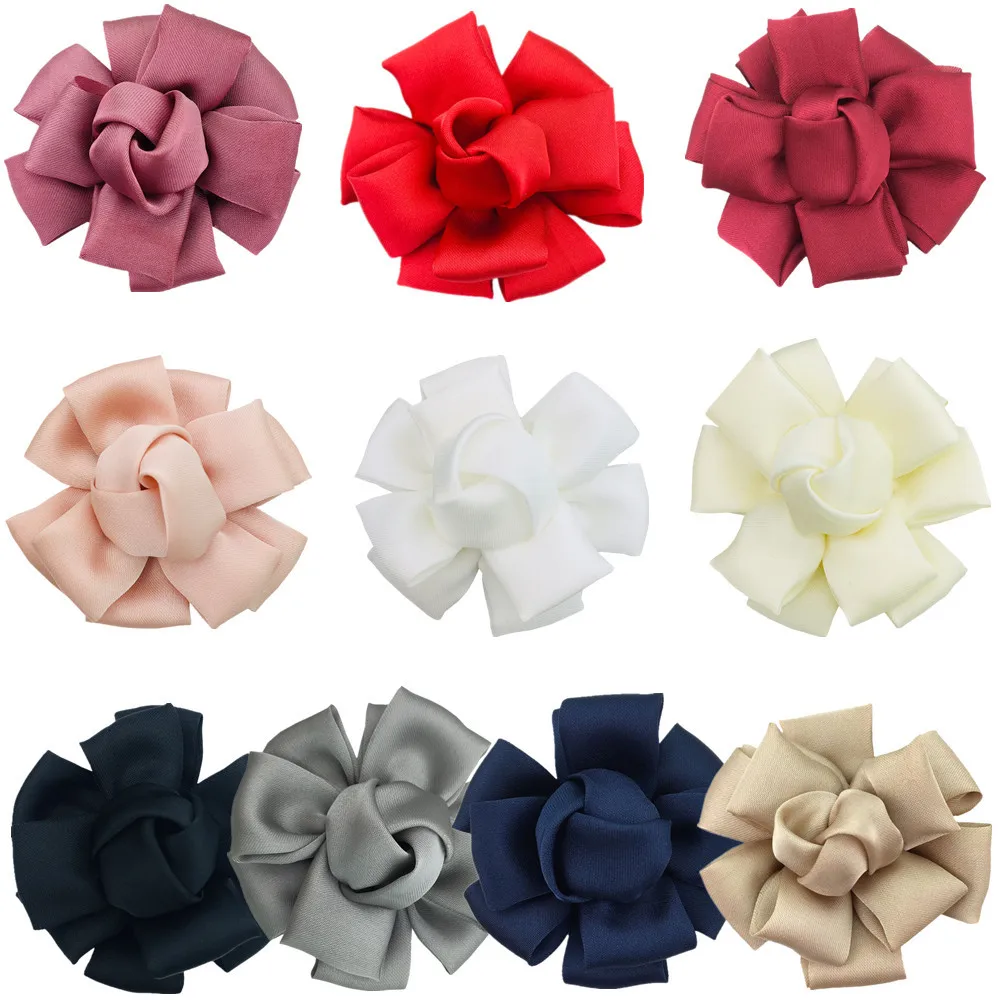 

250pcs 6cm Handmade Satin Cloth Flowers Korean Rose Diy Corsage Neck Flower Jewelry Clothing Accessories Wholesale
