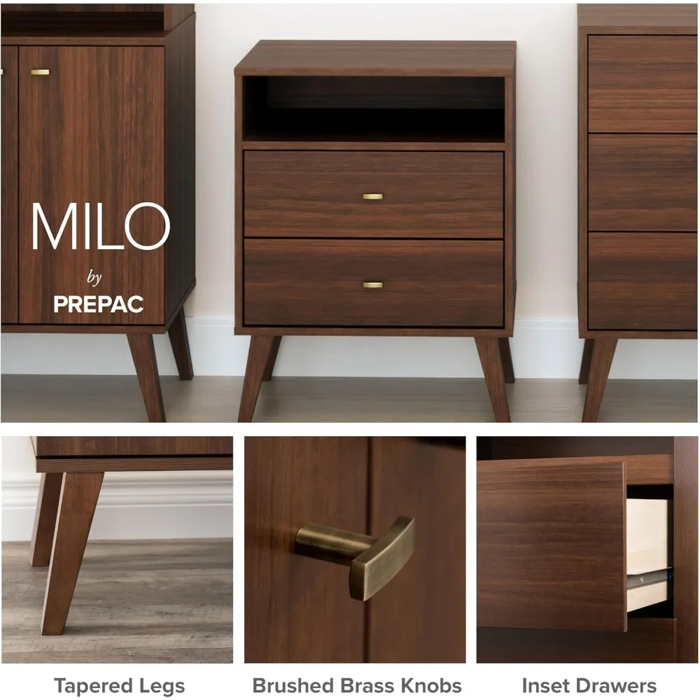 Prepac Milo Cômoda moderna de meados do século com 6 gavetas, cômoda alta e estreita, móveis de quarto retrô, cômoda de lingerie, 18