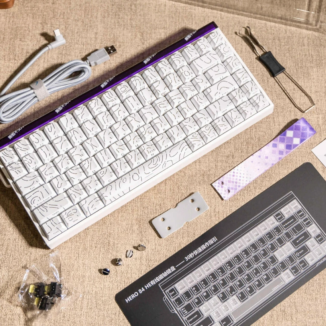 

New AULA HERO 84 HE Gaming Keyboard Wired High-Performance RT0.01 Magnetic Switch Mechanical Keyboard Carbon Fiber 8000HZ