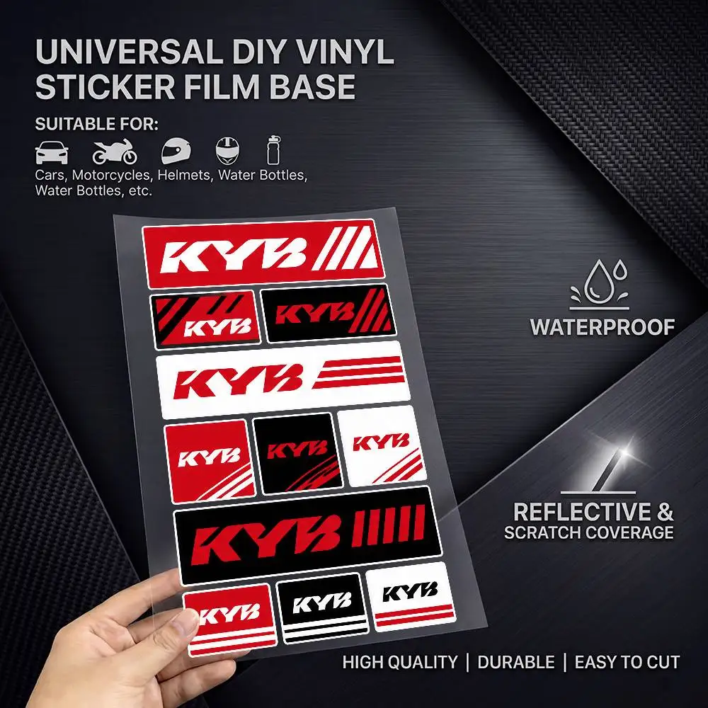 For KYB Long Lasting Waterproof Reflective Sticker Scratch Conceal Fit Motorcycle Car Helmet Fridge Decals