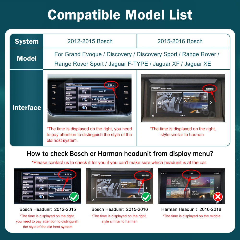 RoadTop Carplay اللاسلكي لاند روفر جاكوار رينج روفر إيفوك ديسكفري 2012-2016 أندرويد واجهة السيارات مرآة لينك AirPlay