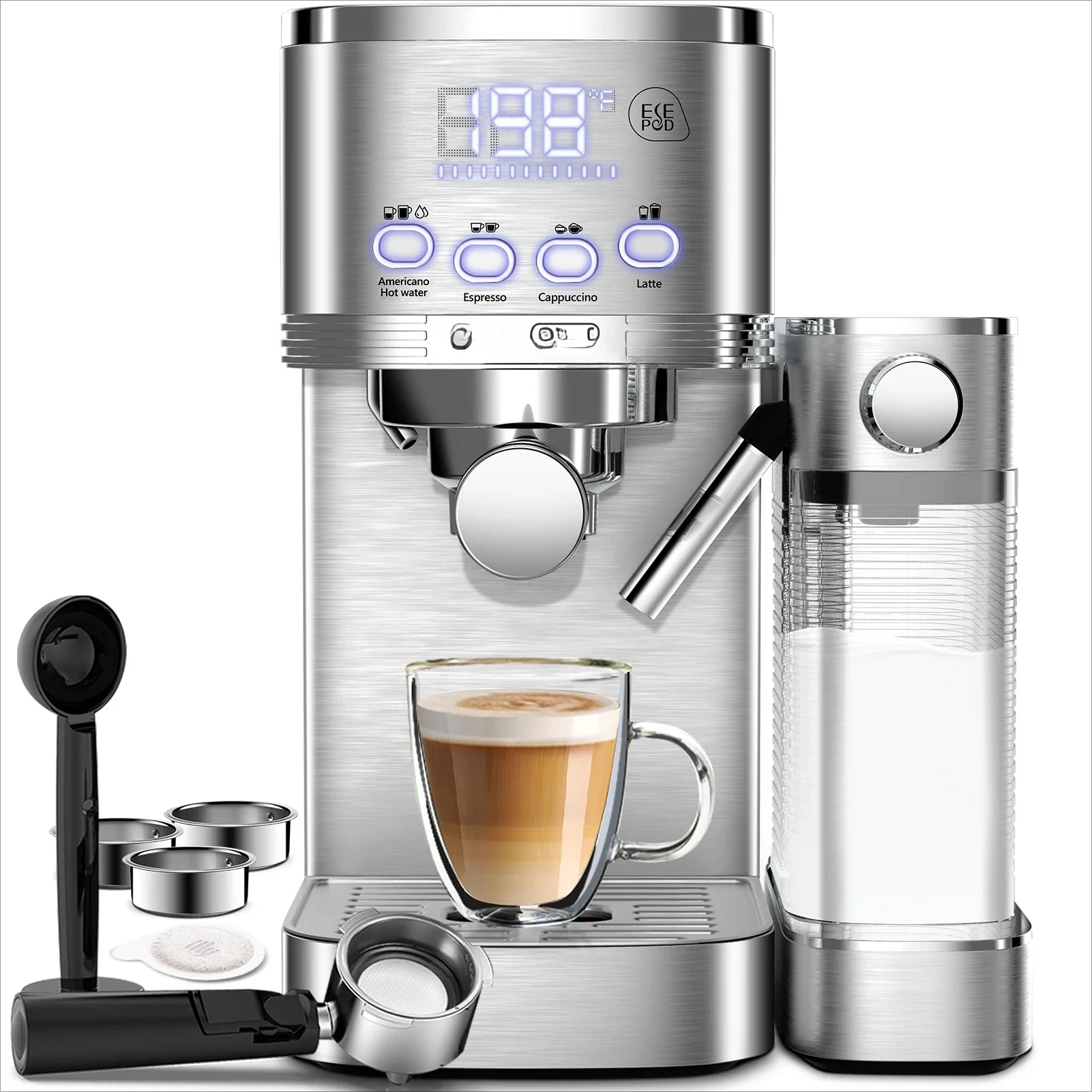 Italian Espresso Machine Small Semi-automatic Milk Foam Integrated Stainless Steel Coffee MachineHOT SALES
