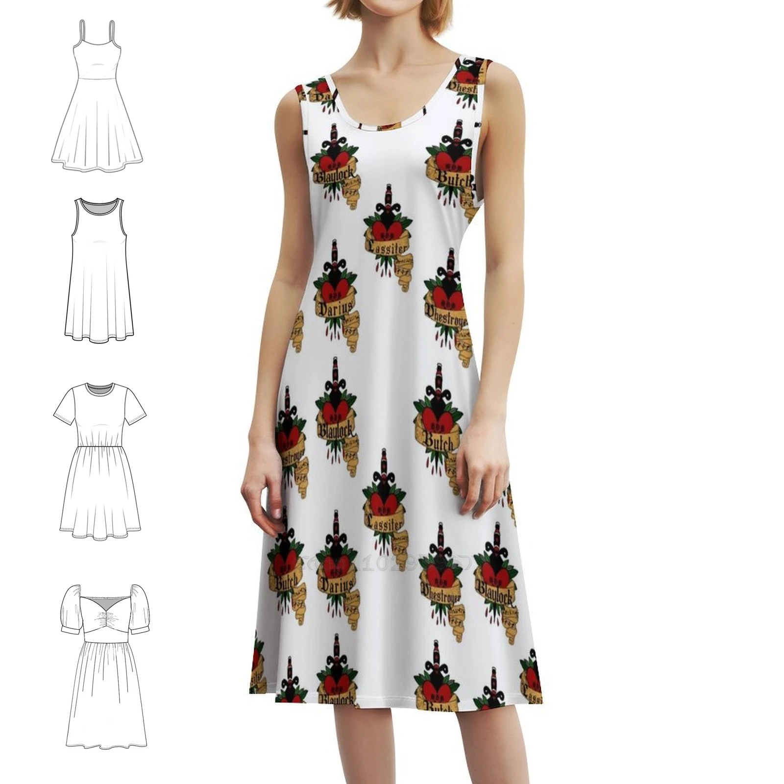 فستان أسود Brotherhood Bdb Brothers ملصق بوهيمي بدون أكمام متعدد الطباعات لحفلات عطلة الشاطئ باللون الأسود #1