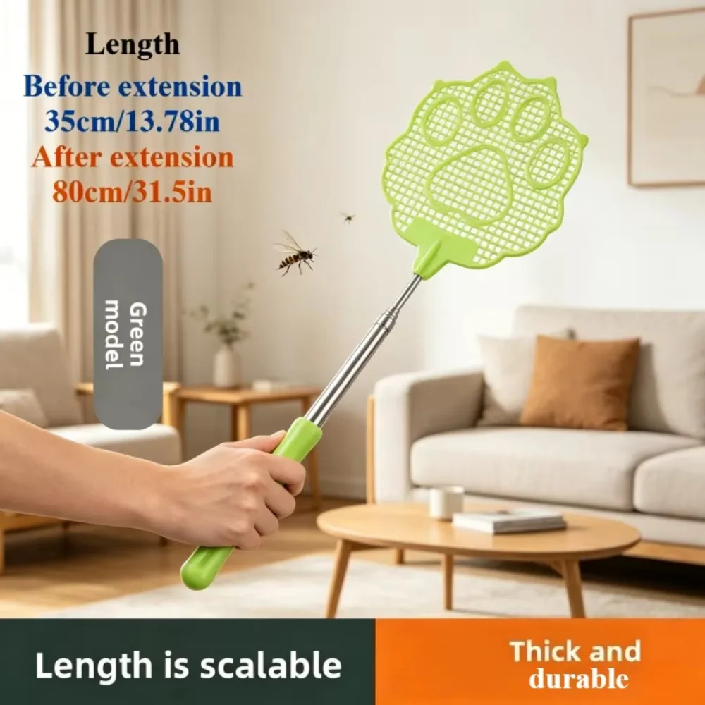 Telescopic Fly Swatter, Cute Cat Paw Design, Effective Mosquito Insect Repellent Tool, Practical Household Use Insect Catcher
