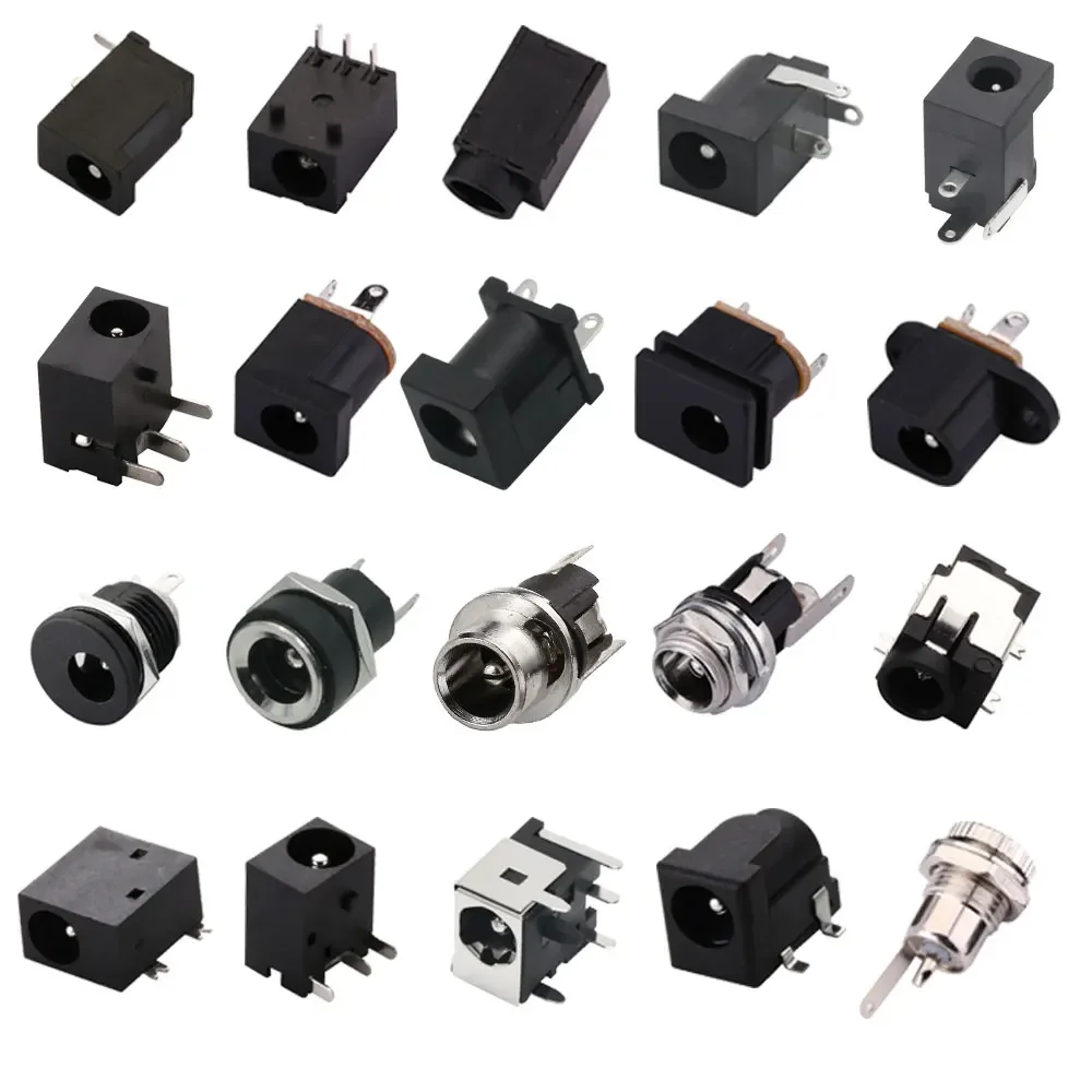 10 SZT. Złącza DC 5.5x2.1mm 3.5x1.3mm Gniazdo Zasilania DC Żeńskie Montowane na Panel z Nakrętką Adapter Zasilania DC DC-005C/022/25M