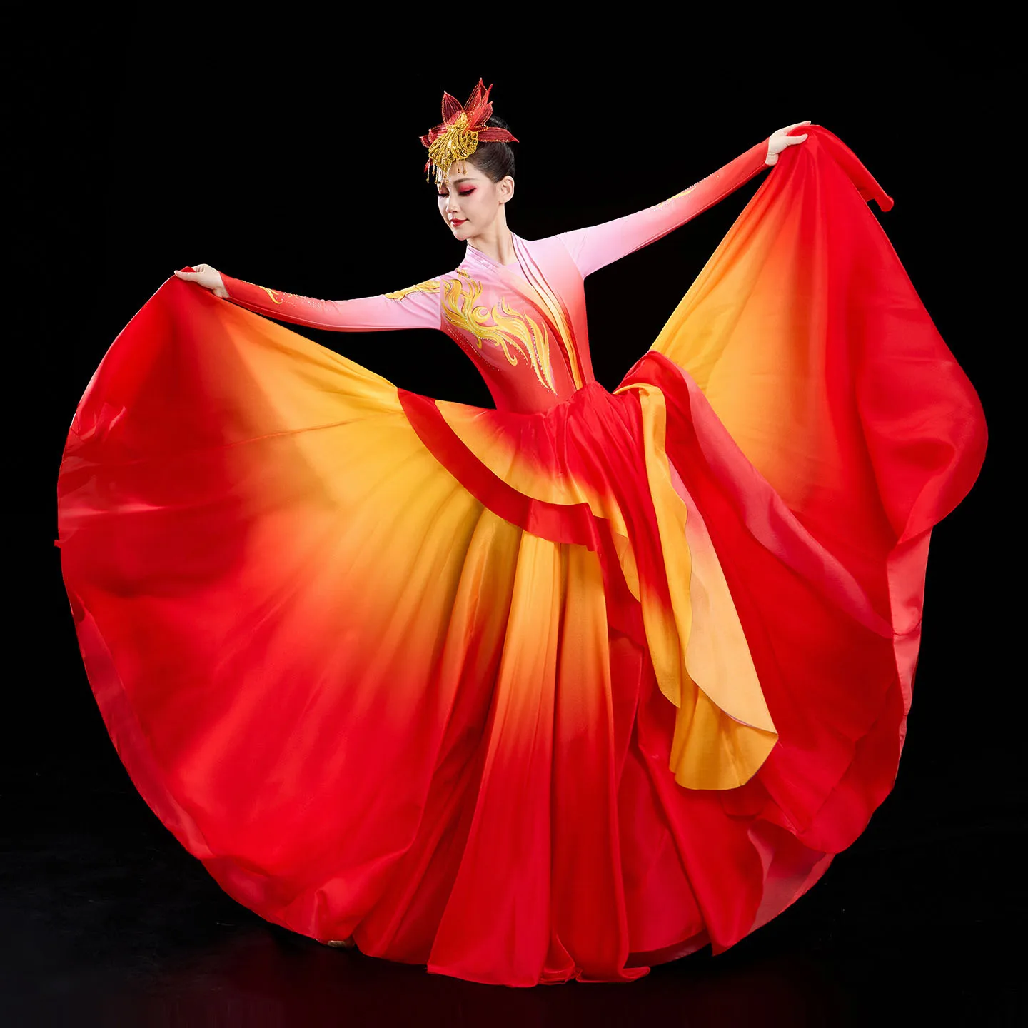 women-opening-dance-gradient-dance-costume-modern-dance-performance-outfit-classical-dance-group-dance-stagecompetitiondancewear