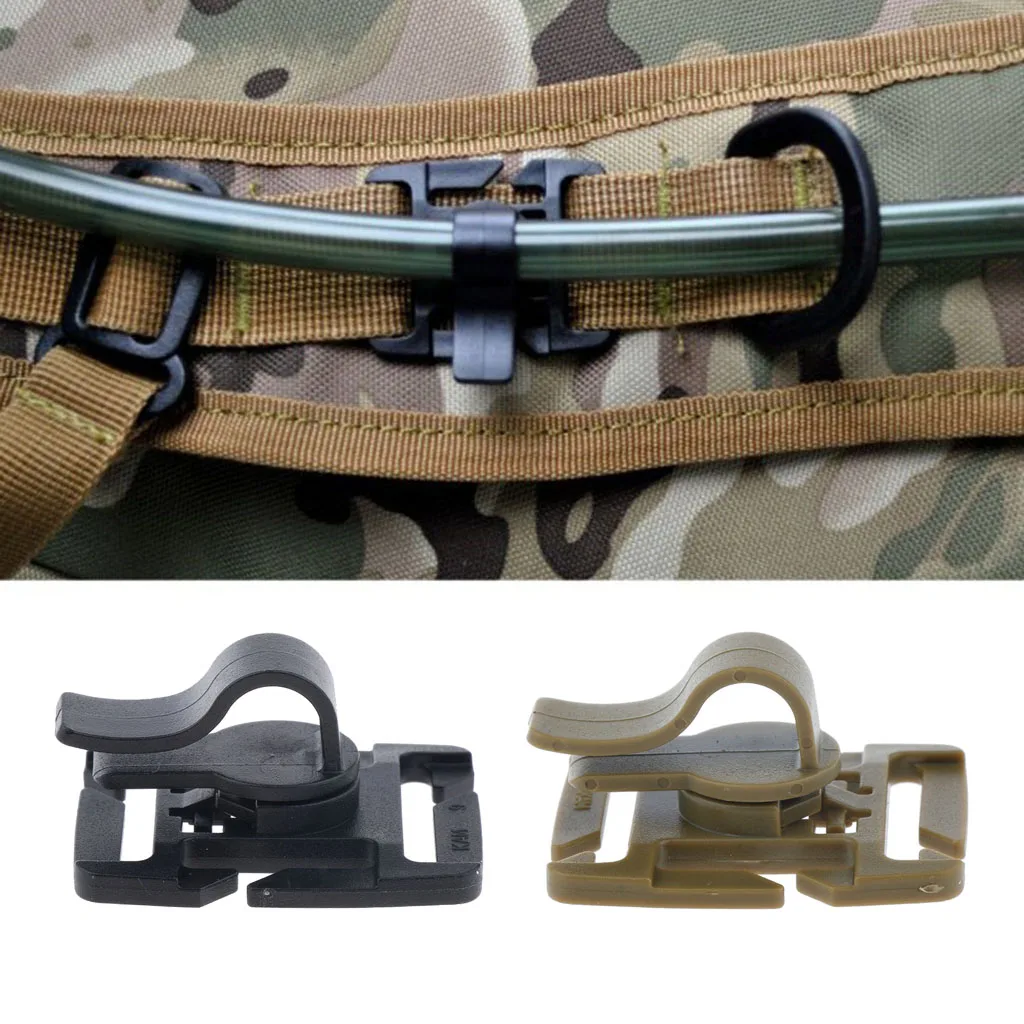 5/10PCS Drinking Tube Clip Rotatable Molle Hydration Bladder Drinking Tube Trap Hose Webbing Clip Tactical Buckle Camp