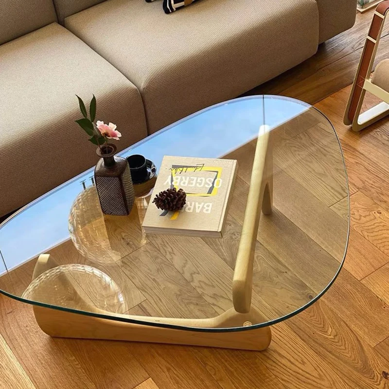 Nordic Tempered Transparent Glass Coffee Table Living Room Small Apartment Luxury Minimalist Tea Table Hall Design Furniture HY