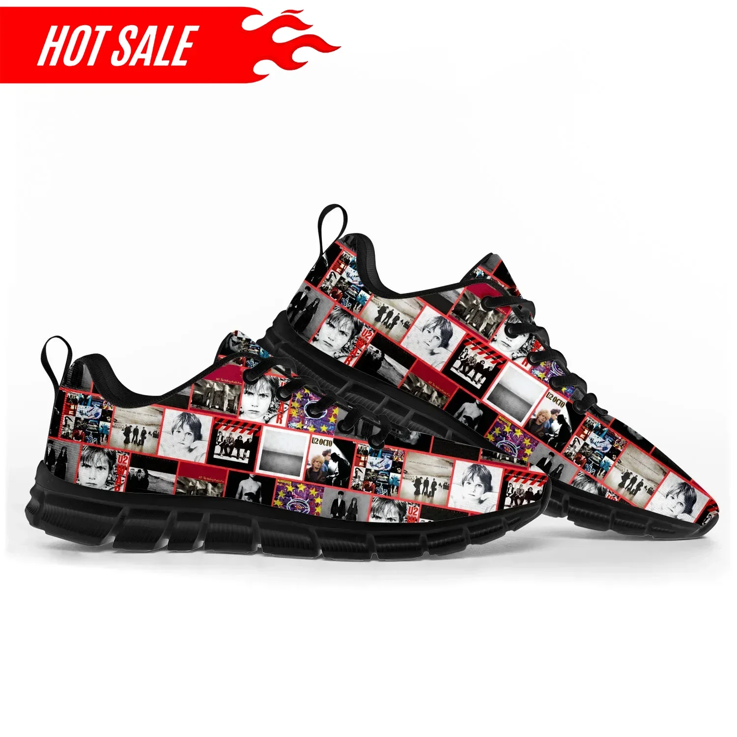 

U2 Rock Band Fashion Punk Sports Shoes Mens Womens Teenager Sneakers Casual Custom High Quality Couple Shoes Black